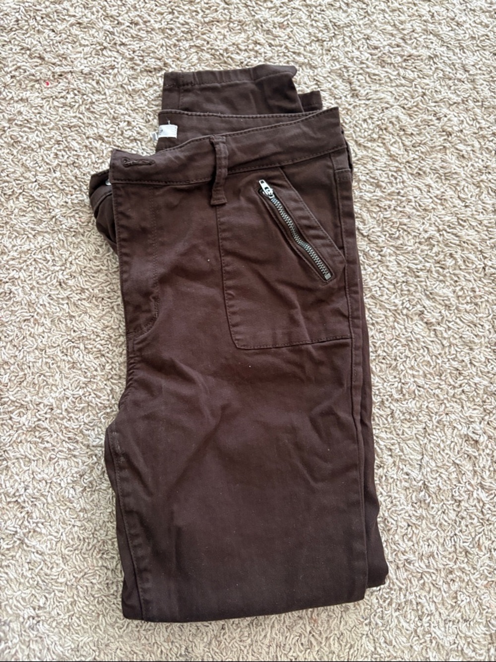 STS Blue Women's Slim Skinny Pants in Dark Brown with Zip Pocket